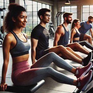 fitness abd gym buffs doing leg extension exercises