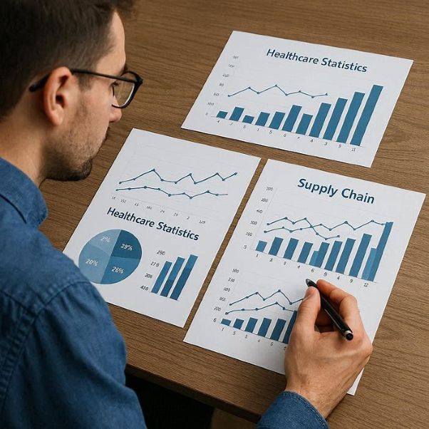 data analyst reviewing charts