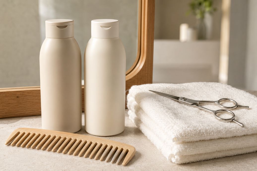 Healthy hair care vanity still life